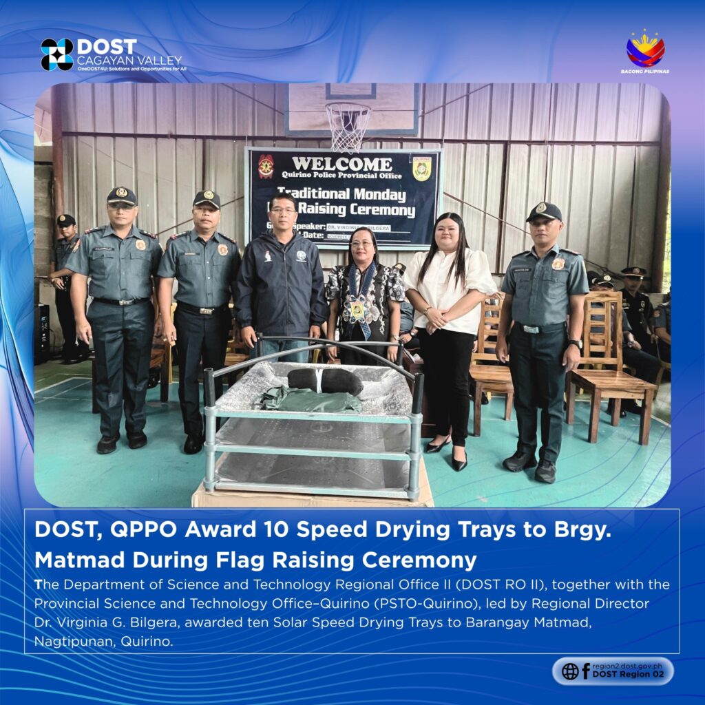 DOST, QPPO AWARD 10 SPEED DRYING TRAYS TO BRGY. MATMAD DURING FLAG RAISING CEREMONY